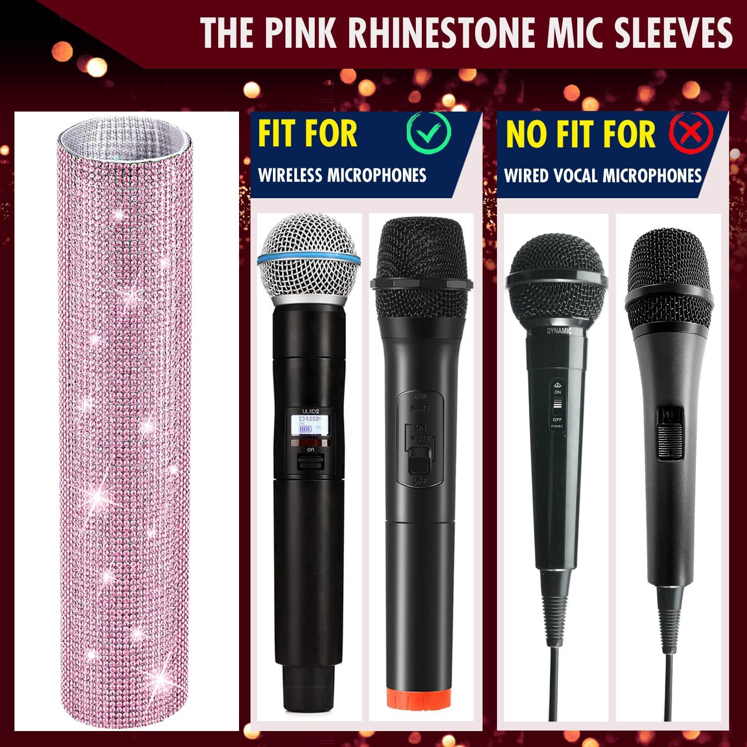 MIC NOT Include Pink Microphone Decorative Sleeve, Wireless Microphone