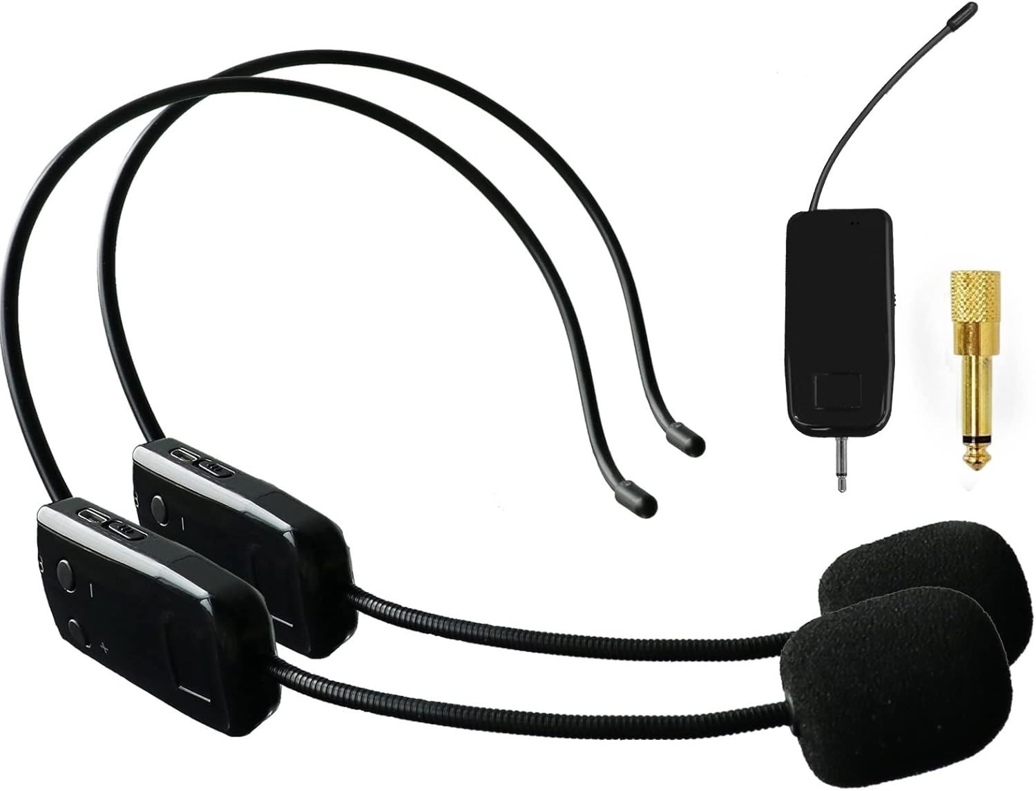 Wireless Microphone System for 2 People, 2.4G Dual Headset Black