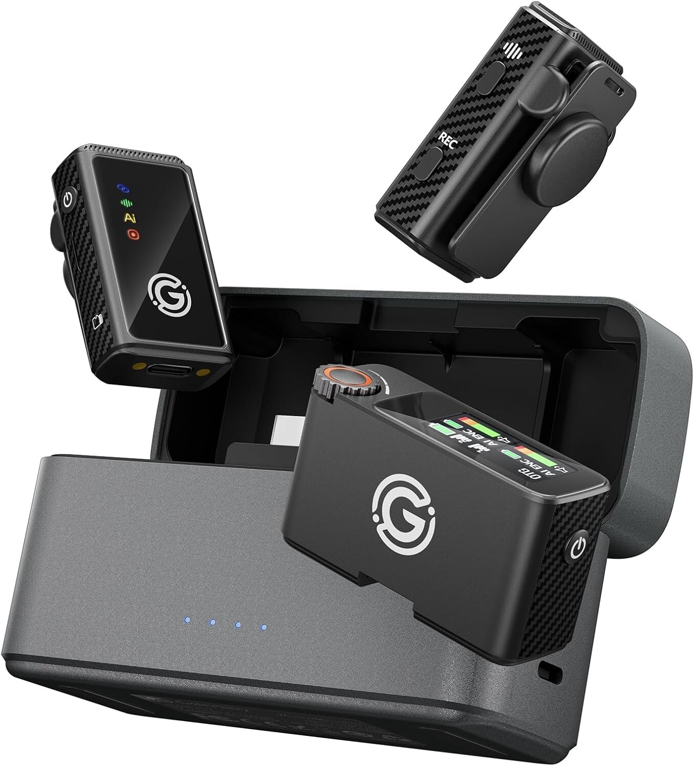 Gamiity Wireless Lavalier Microphone with TF Card Slot | AI Noise Cancelling