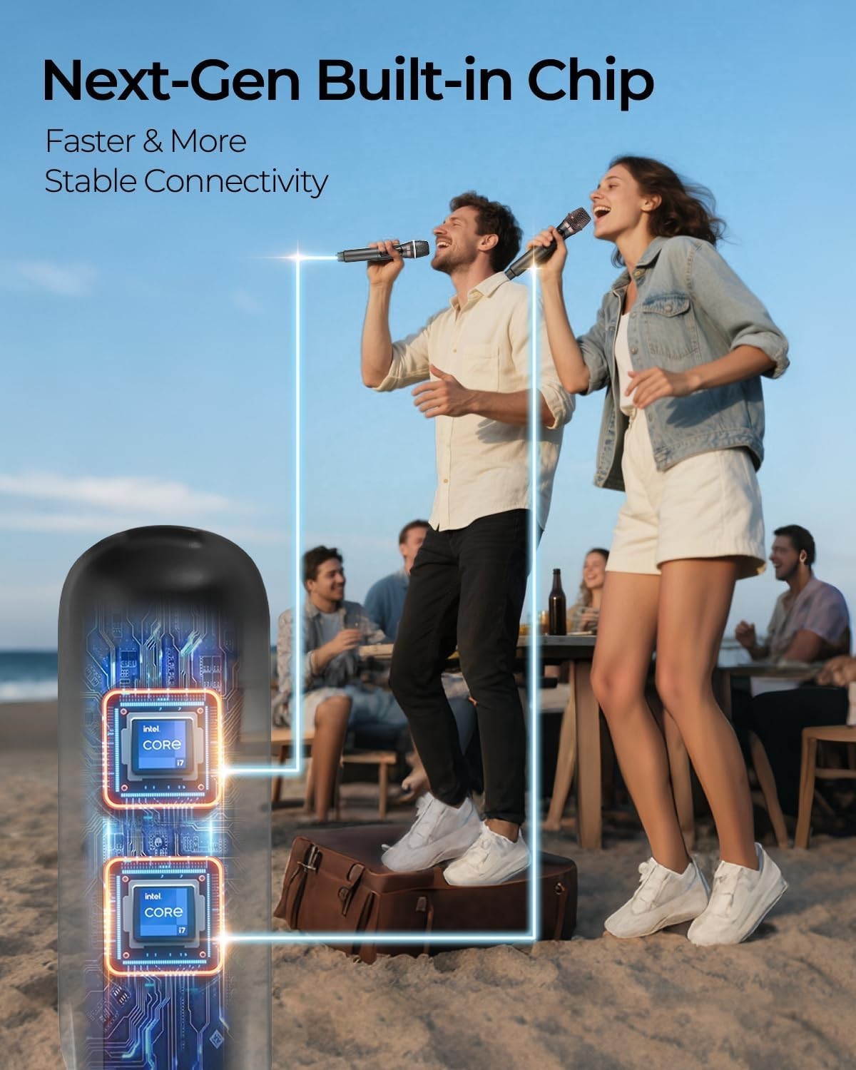 DSP Noise Reduction Wireless Microphone – Rechargeable, Long-Lasting Performance
