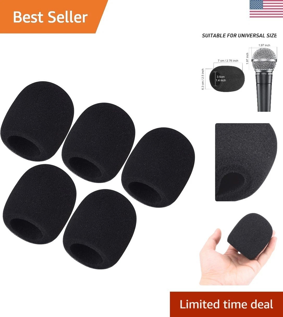 5 Pack Microphone Windscreens – Thick Foam for Superior Sound Quality