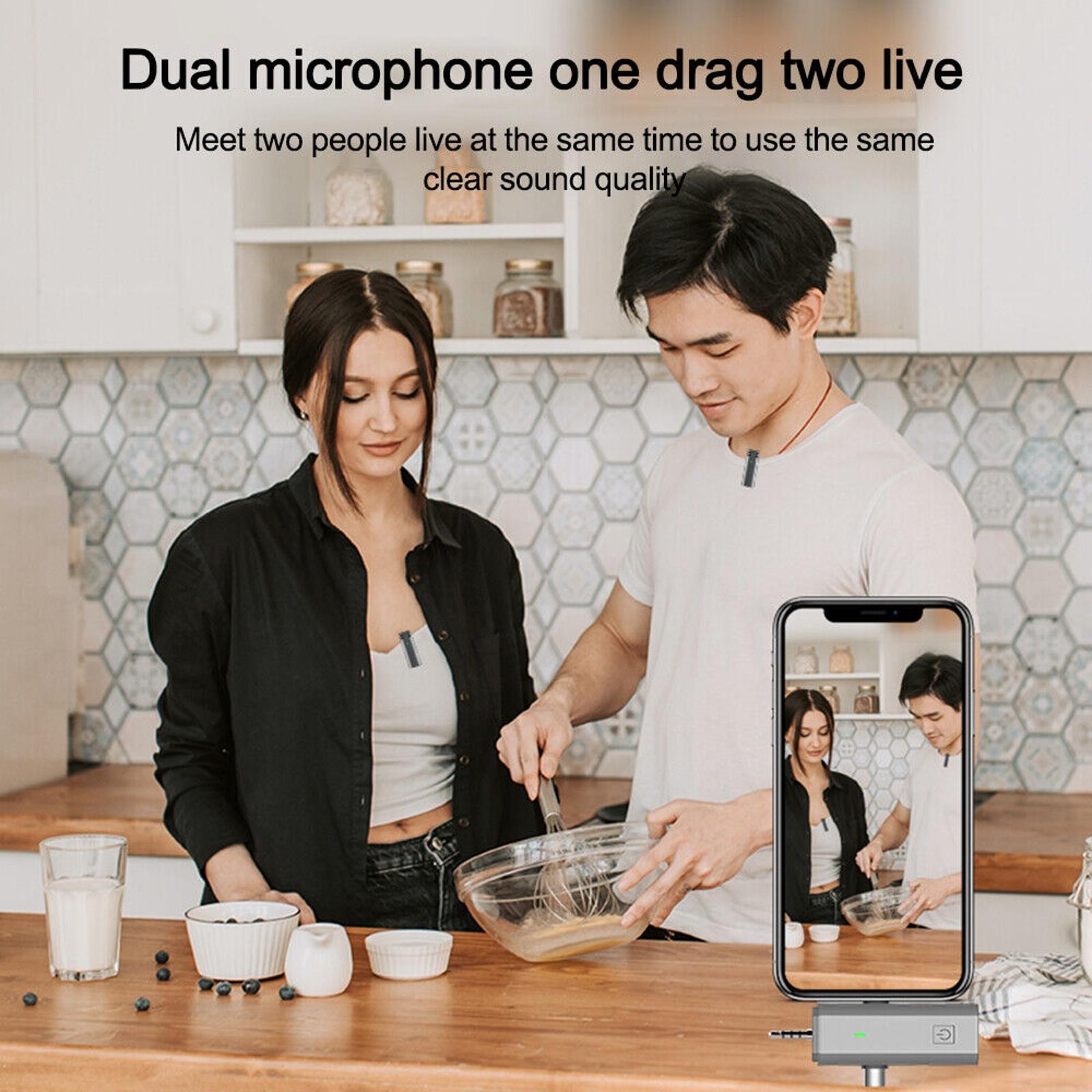 Wireless Lavalier Microphone Noise Reduction Audio Video Recording Mic 3 in 1 s