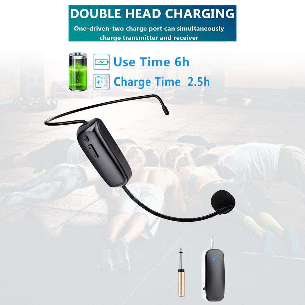 UHF Wireless Microphone Headset 160FT Range Mic System for Teach Outdoor Speech