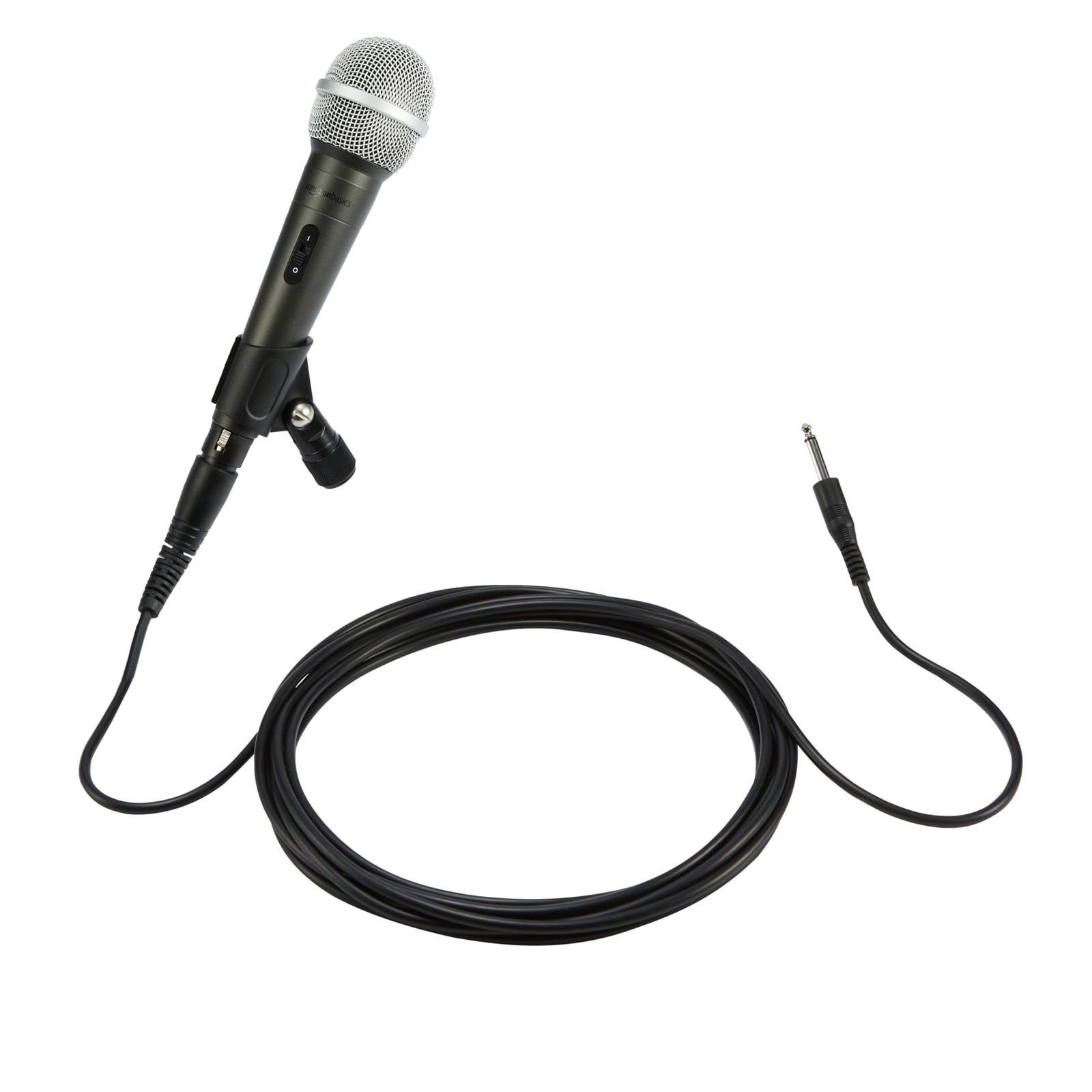 Amazon Basics Dynamic Vocal Microphone with Large (Pack of 1), Black/Silver