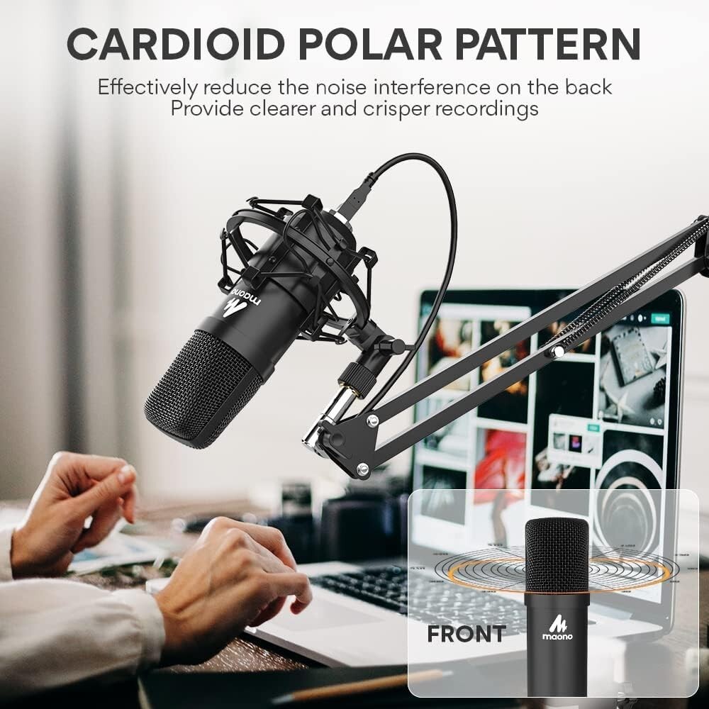 Professional-Grade USB Microphone – 192KHZ/24Bit – Plug & Play – Versatile