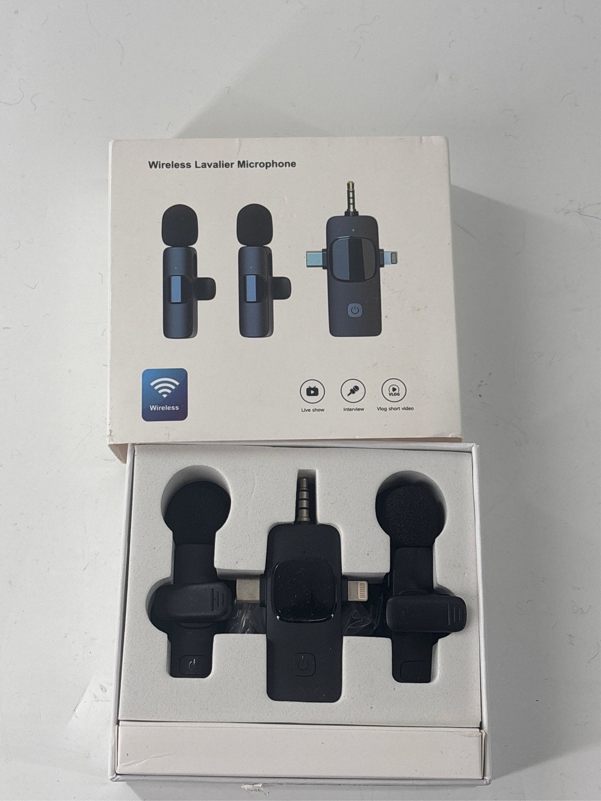 2 Pack Professional Wireless Lavalier Microphone for iPhone 15(Above) and Androi