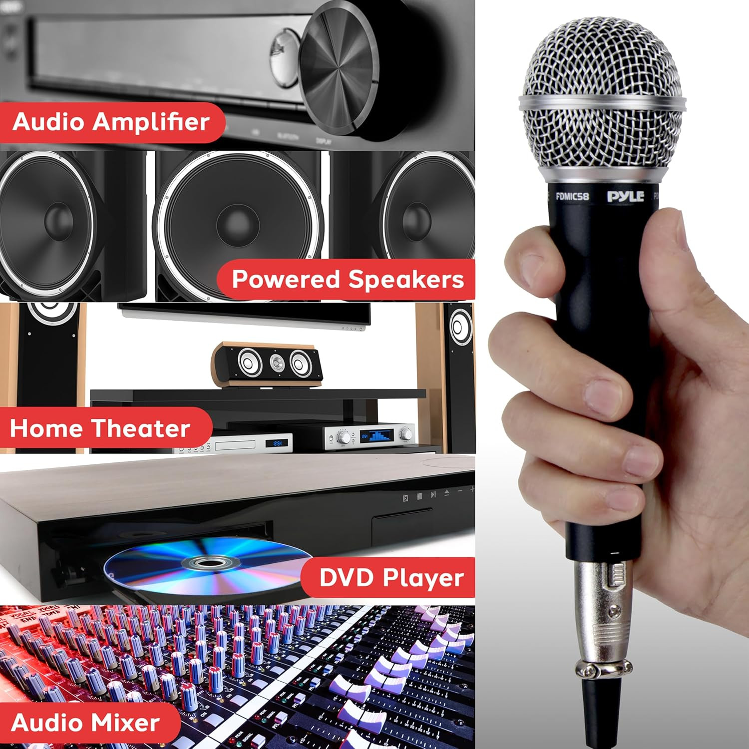 Microphone, Dynamic Cardioid, XLR Cable Included, Unidirectional, Rugged Constru