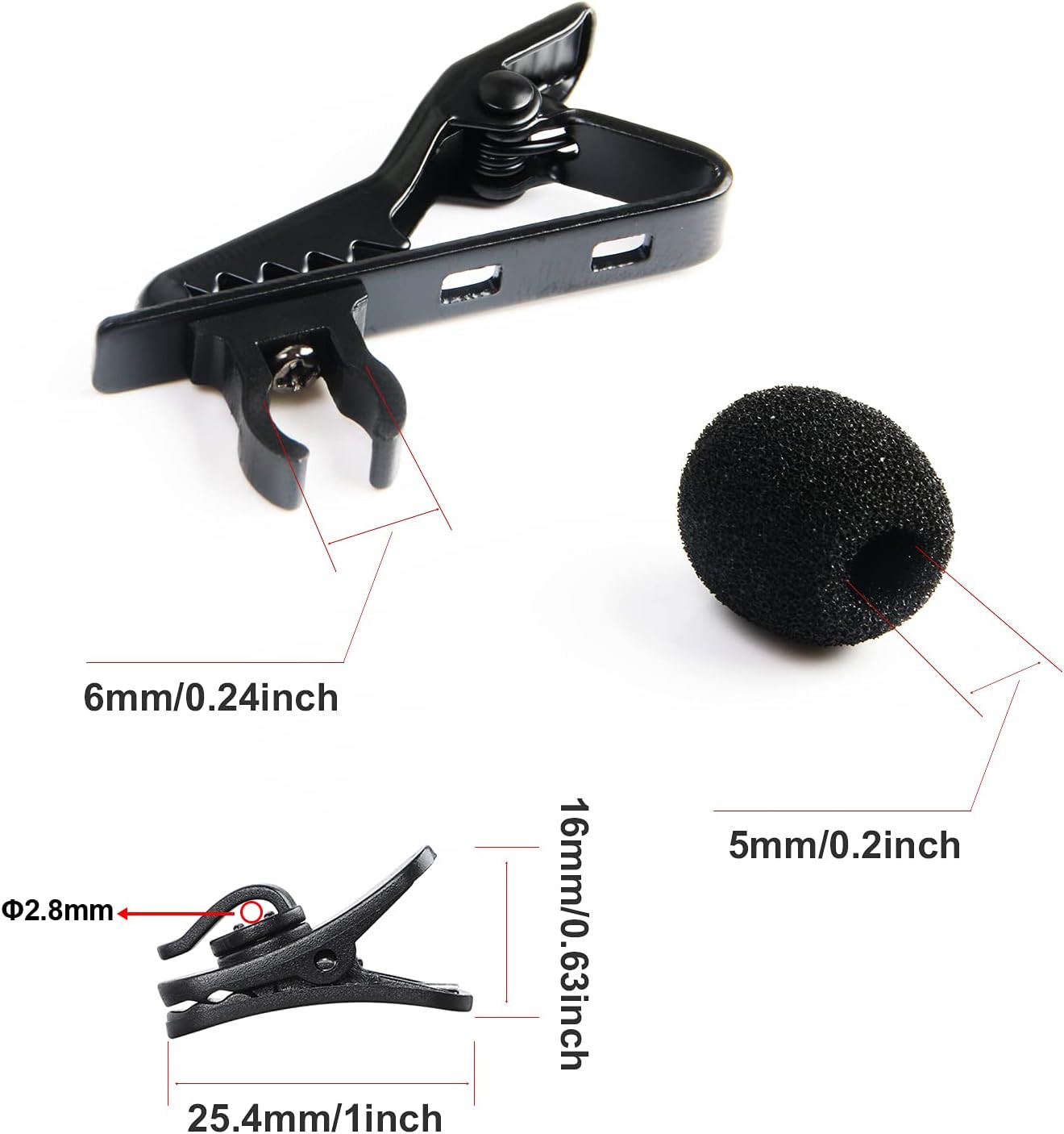 AUGSUN 18Pcs Lapel Microphone Clips Replacement Kit, 6Pcs Lavalier Mic Clips Met