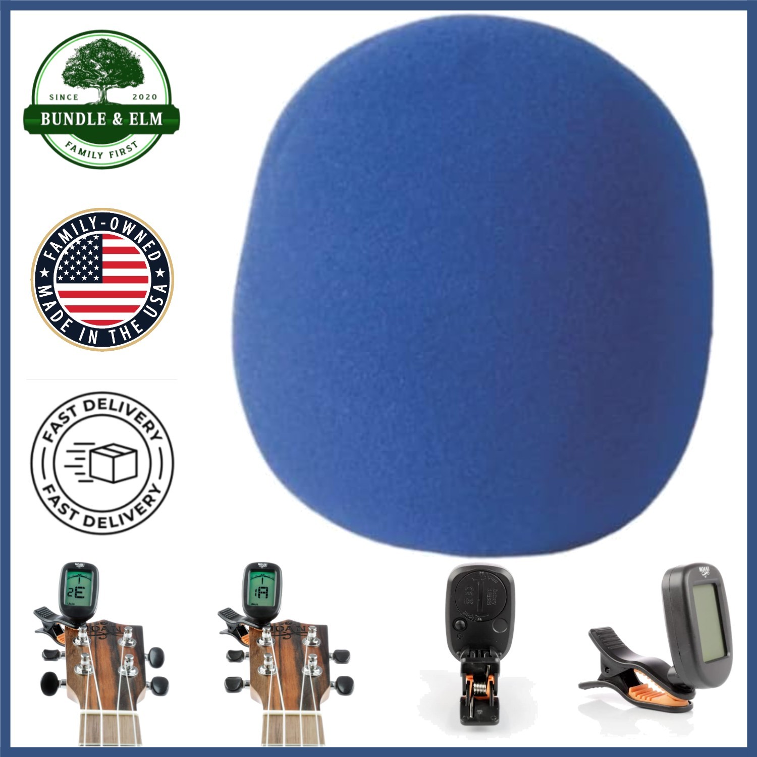 Acoustically Transparent Foam Windscreen for Standard Microphones in Blue