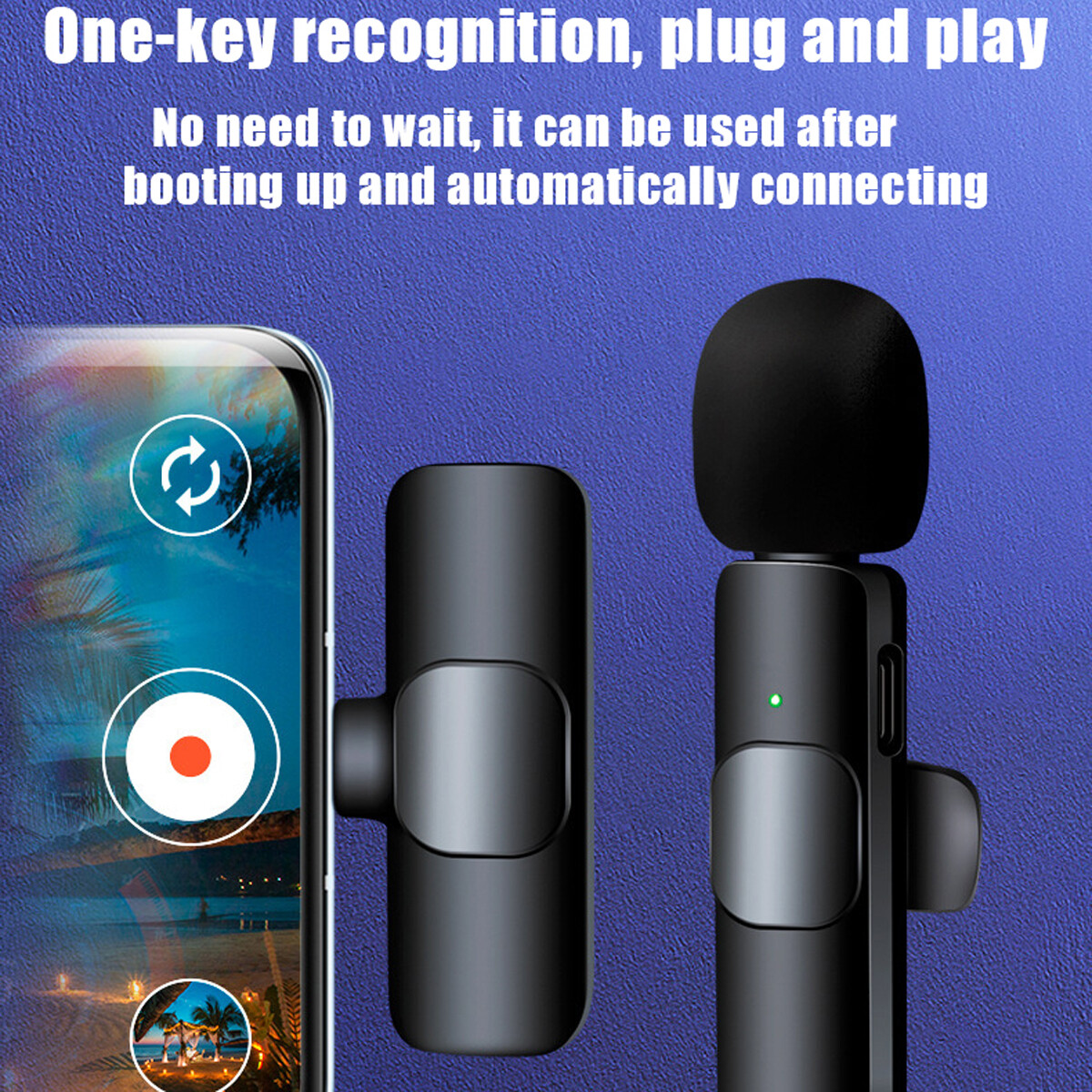 Lavalier Microphone Wireless Clear Audio Video Recording Mini Mic Android iPhone