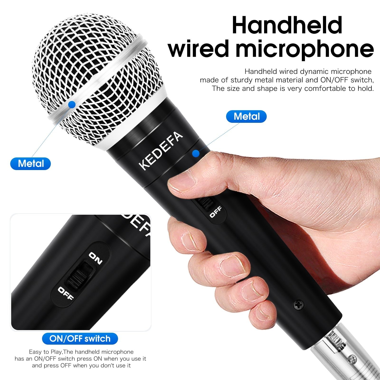 KM88 Handheld Wired Karaoke Microphone, Super Cardioid Dynamic Vocal Mic with…