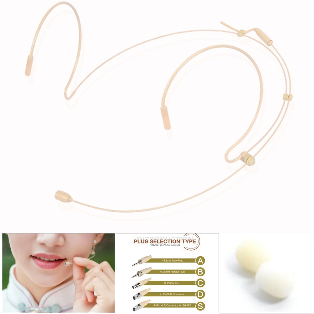 Double-Earhook Headset Mic-Headworn Microphone For For Shure Wireless