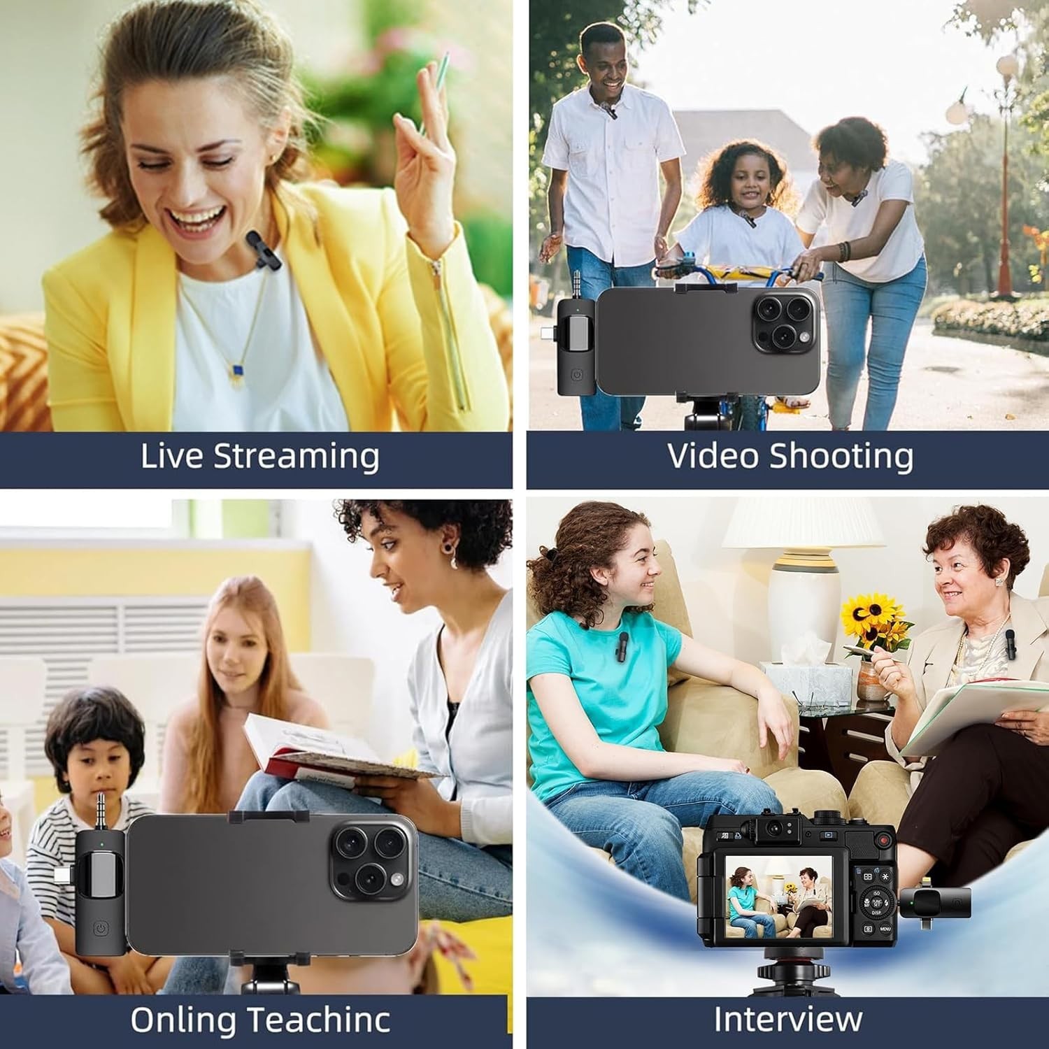 Mini Microphone, 3 in 1 Wireless Microphone for iPhone, iPad, Android, Camera…