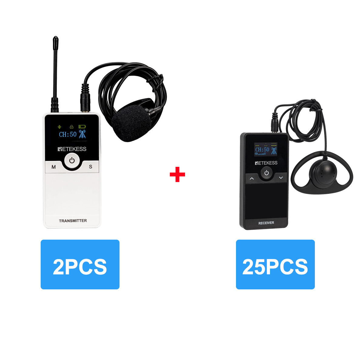 TT116 Tour Guide System 2 Transmitters 25 Receivers UHF 656ft for Factory Church