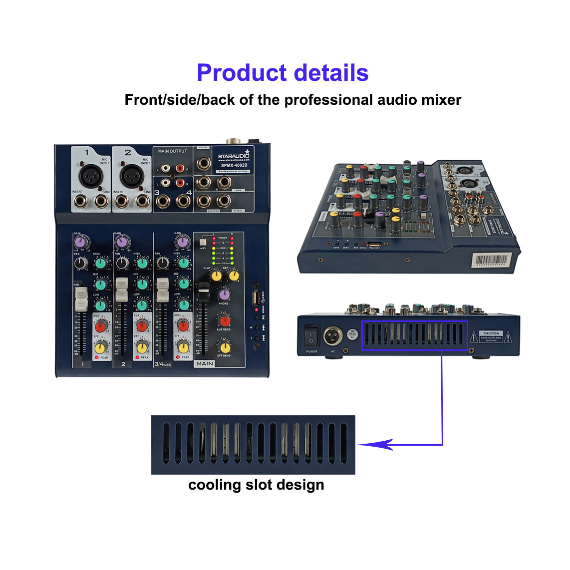 2 CH UHF Headset Lavalier Lapel Microphones 4 CH Audio Mini USB BT Audio Mixer