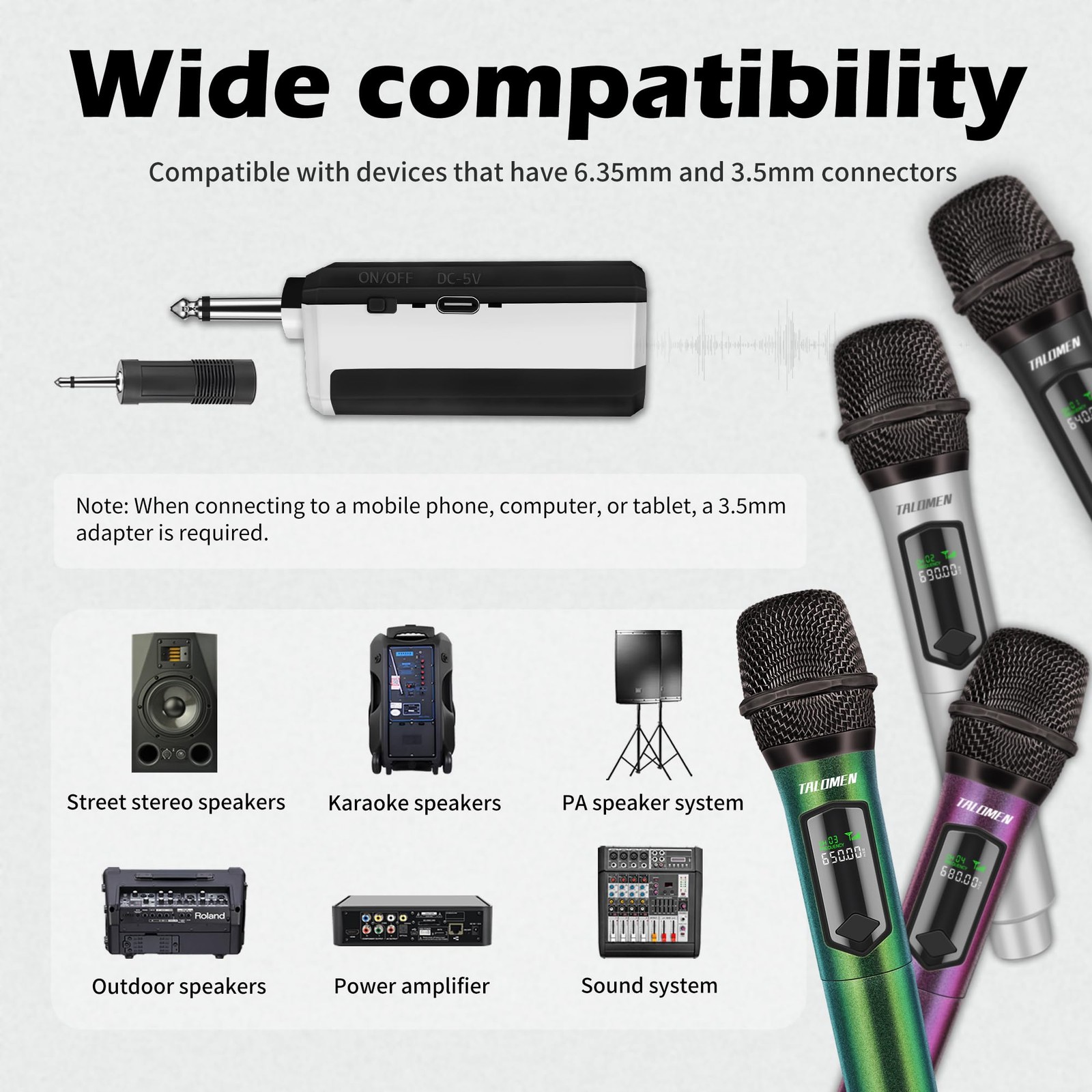 Wireless Microphone Set for Singing, 2.4GHz Rechargeable Handheld Microphones…