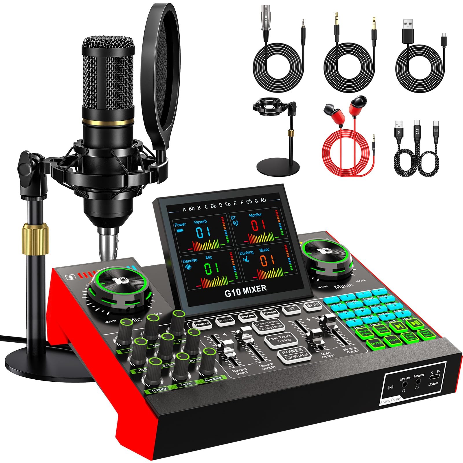 Live Sound Card Microphone Kit for PC Phone Singing