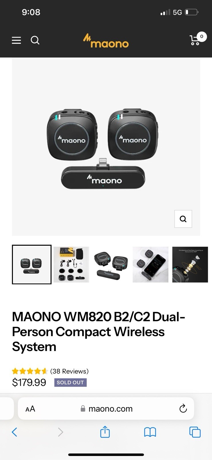Maona Wireless Microphone System with 2 Wireless Mics – New / Factory Sealed