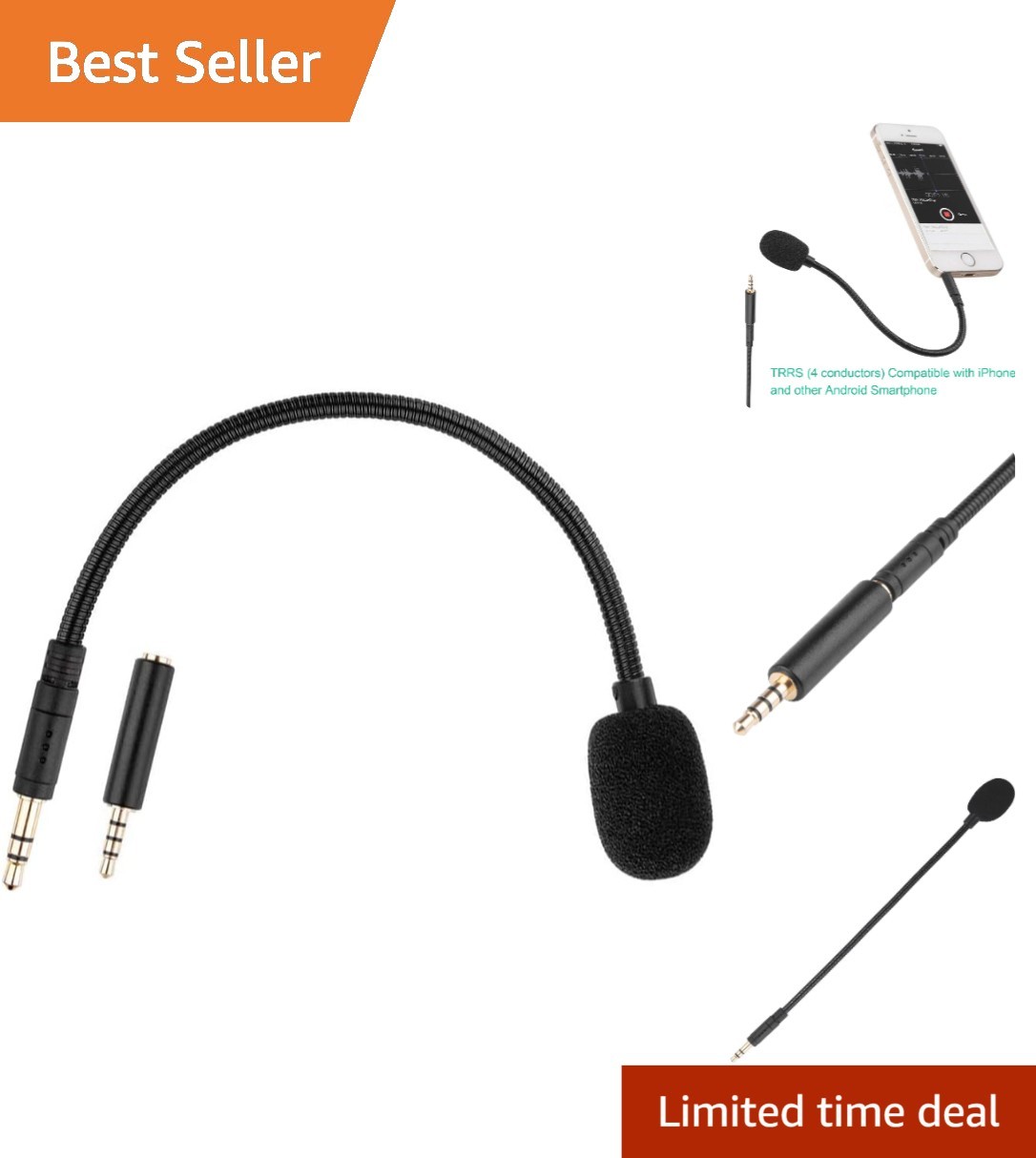 Auxiliary Microphone for Gaming and Conference 3.5mm Jack Plug-in