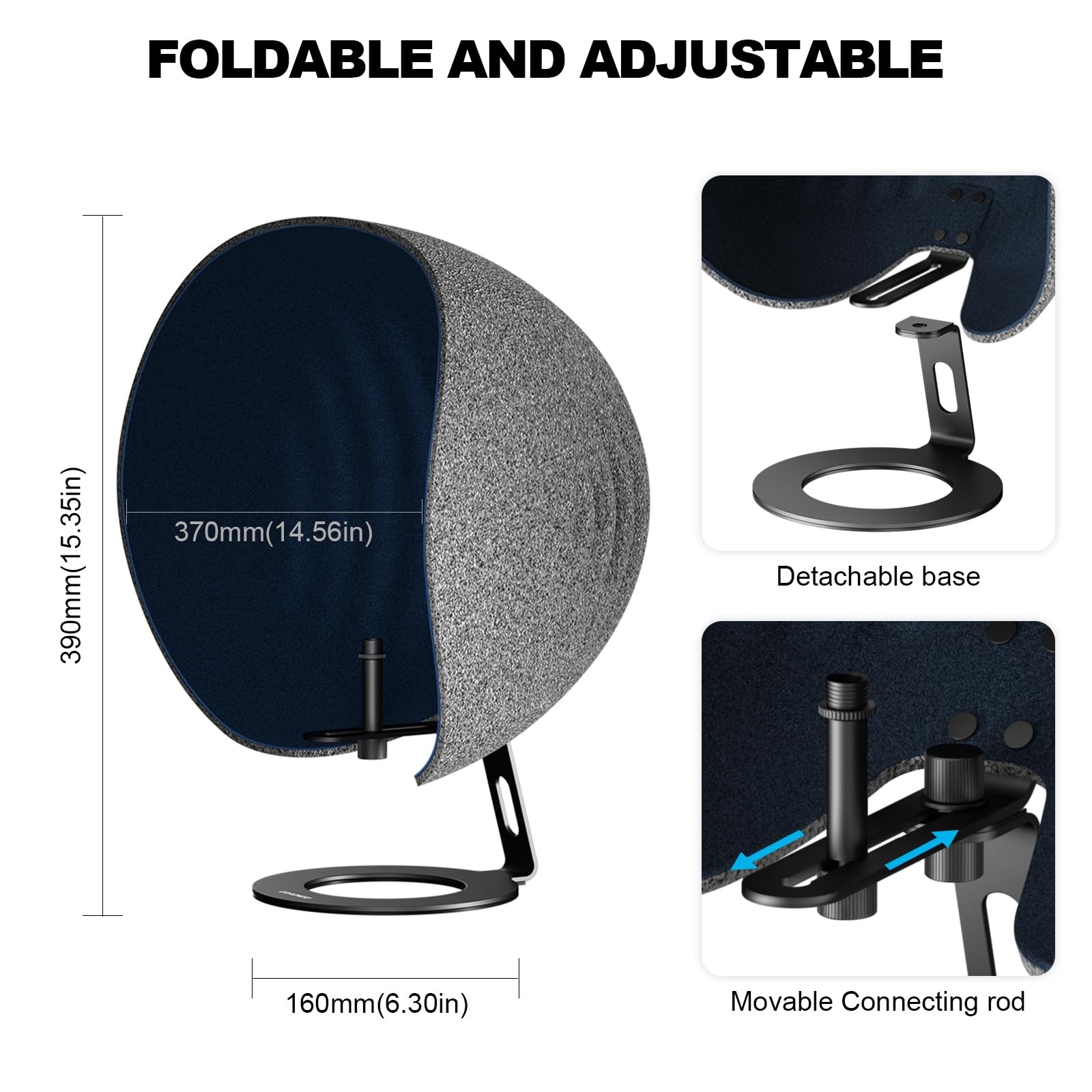 360° Microphone Shield 14.4×12.8×8.7in Compatible with Yeti Snowball HyperX