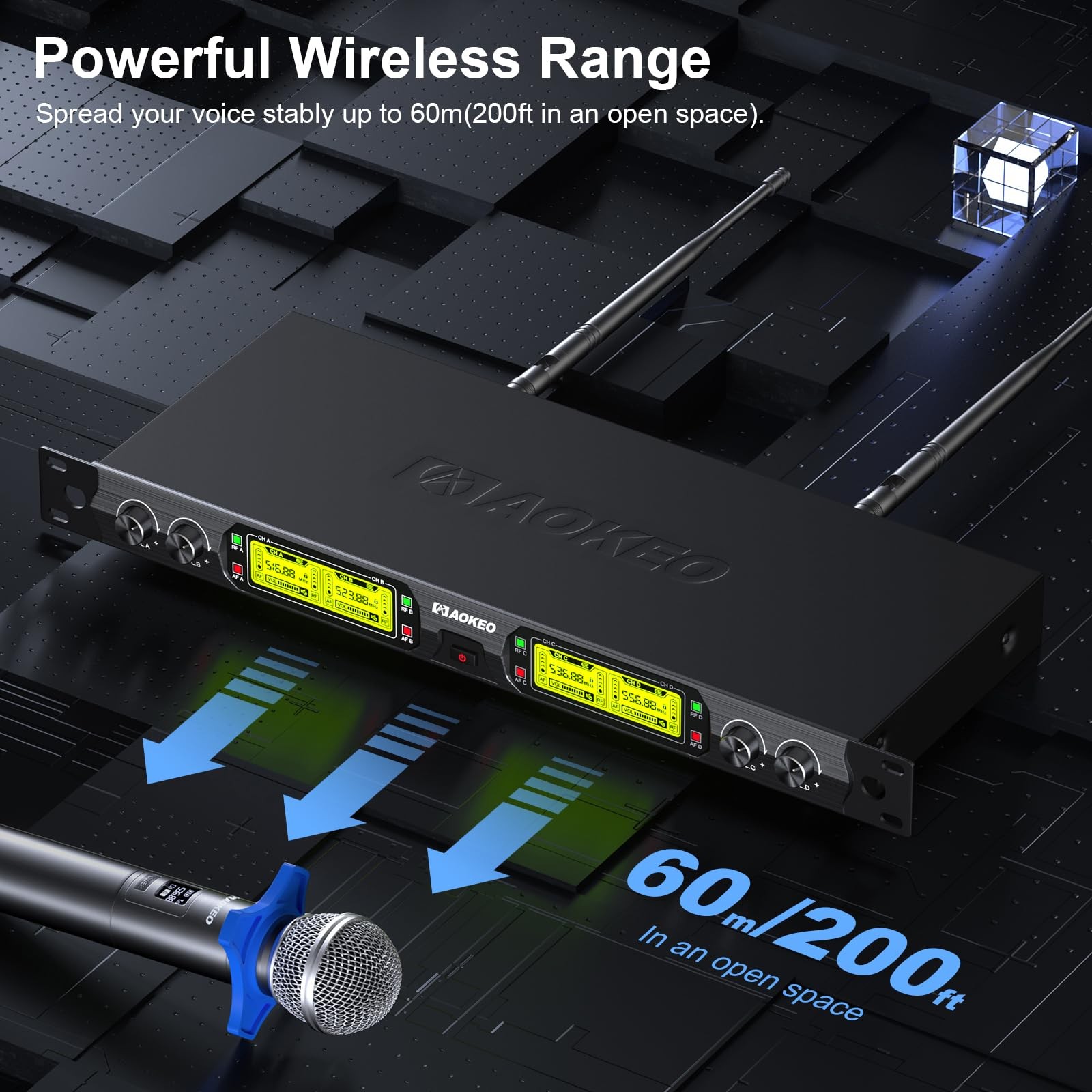 Wireless Microphones System, 4 Channel UHF Wireless Mics,with 4 Handheld Dyna…