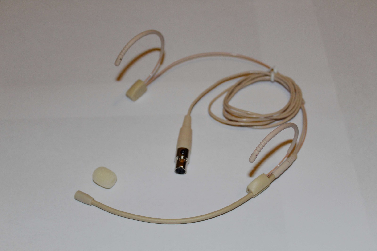 Beige Double Earhook Headset Microphone for Shure Wireless-TA4F 4pin mini XLR