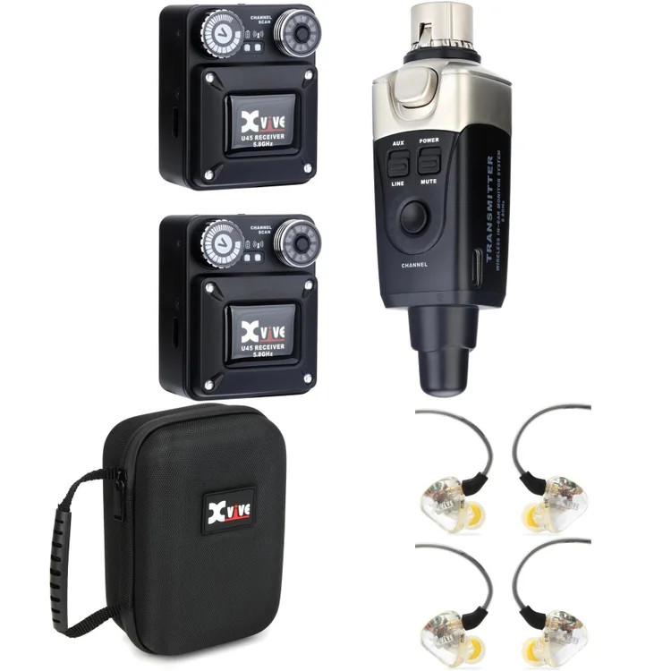 Xvive U45R2 Wireless In-ear Monitoring System with T9 In-ear Monitors and Hard