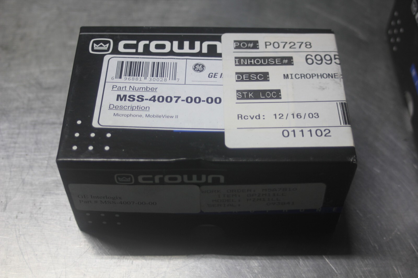 Crown Microphone Surveillance MSS-4007-00-00 PZM-11