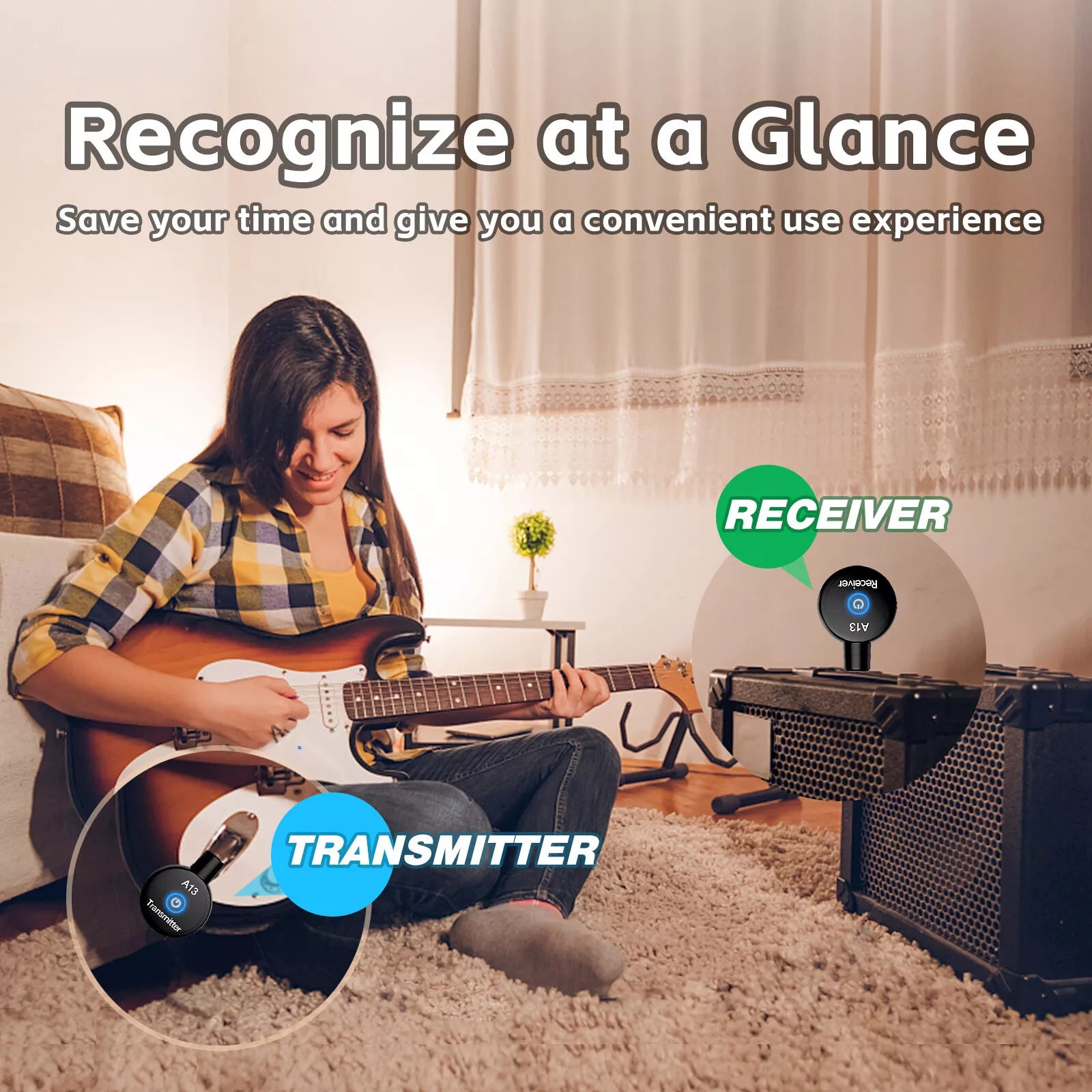 Wireless Guitar System Adapter Transmitter Receiver For Electric Instruments
