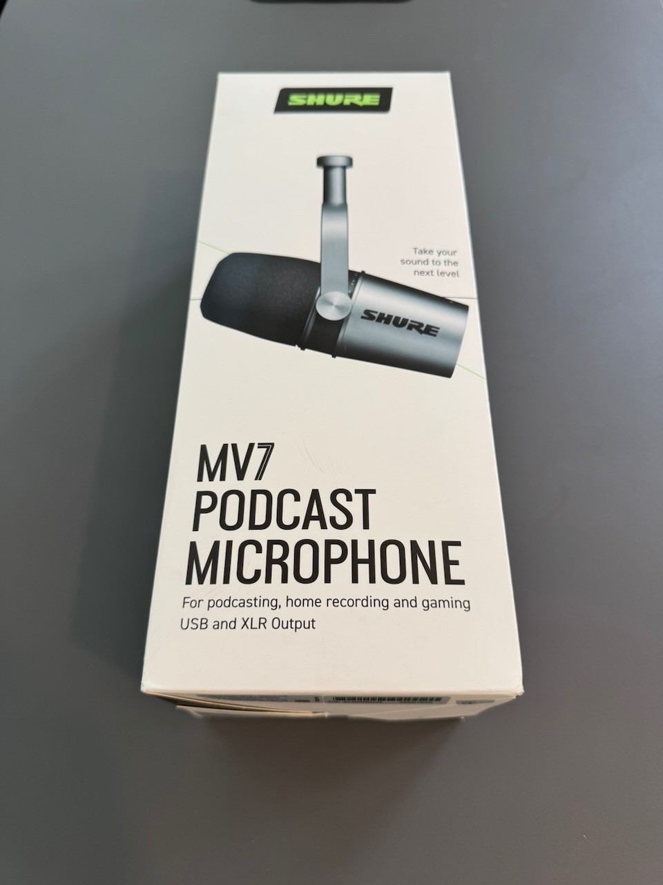 Shure MV7 Silver USB/XLR Podcast Mic w/ Tripod, Box & Cables