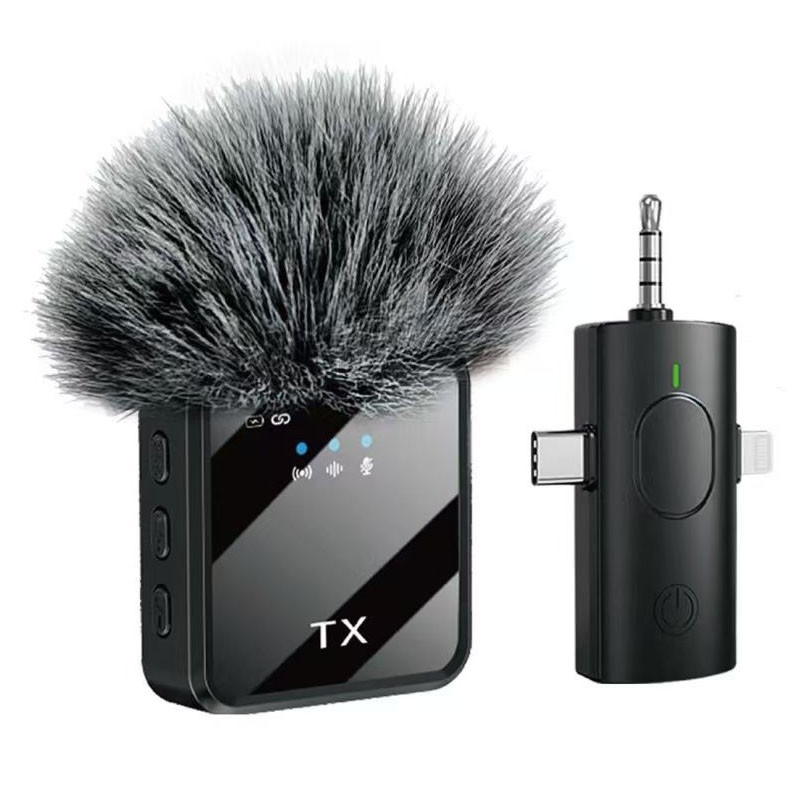 3.5mm 3-in-1 Wireless Lapel Mic Portable Lavalier Microphone for Phone & Camera