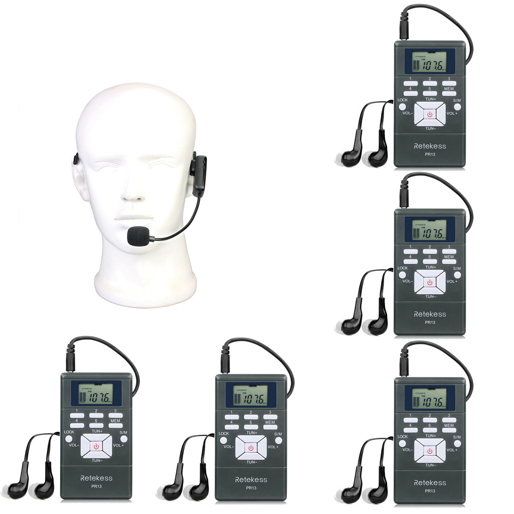 Retekess Church Translation System with 1 FM Transmitter & 5 FM Radio Receivers