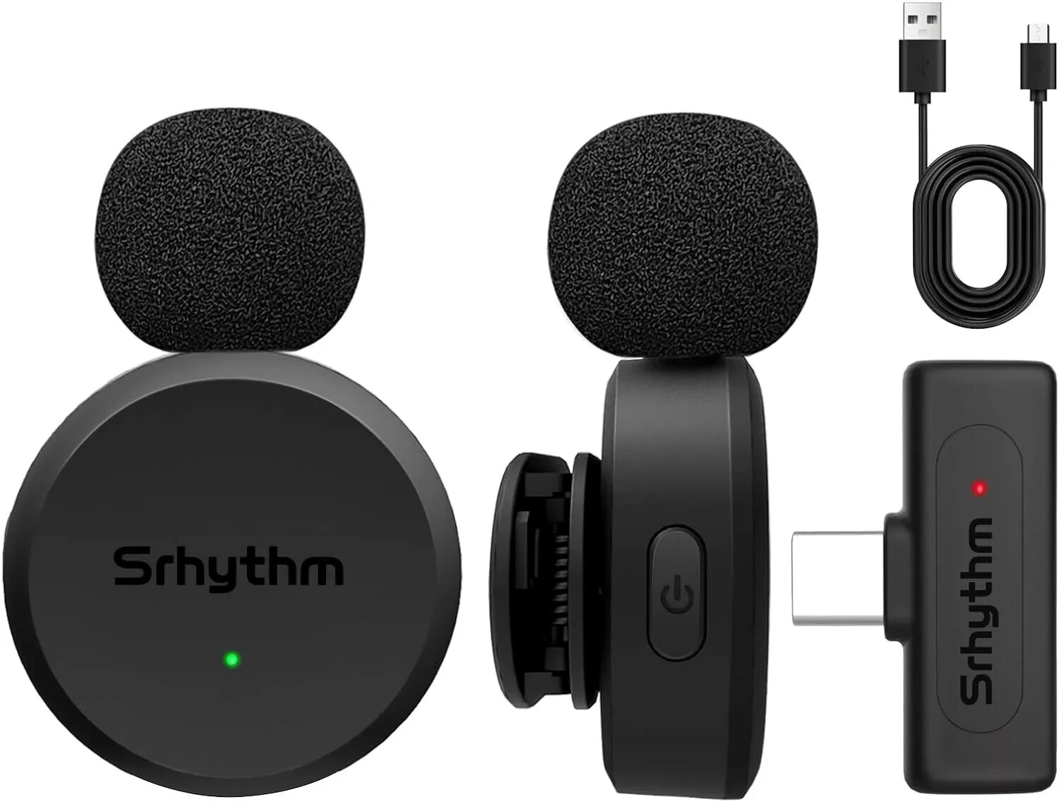 #Srhythm M1 2 Pack Wireless Lavalier Microphones Noise Cancellation USB-C Output