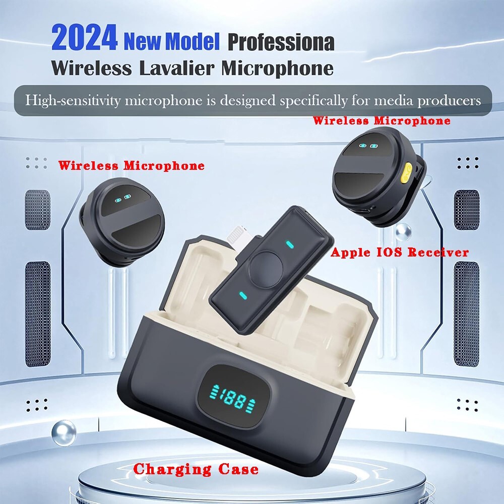 Mini Wireless Lavalier Microphone Noise Cancellation for iPhone Android Phone PC
