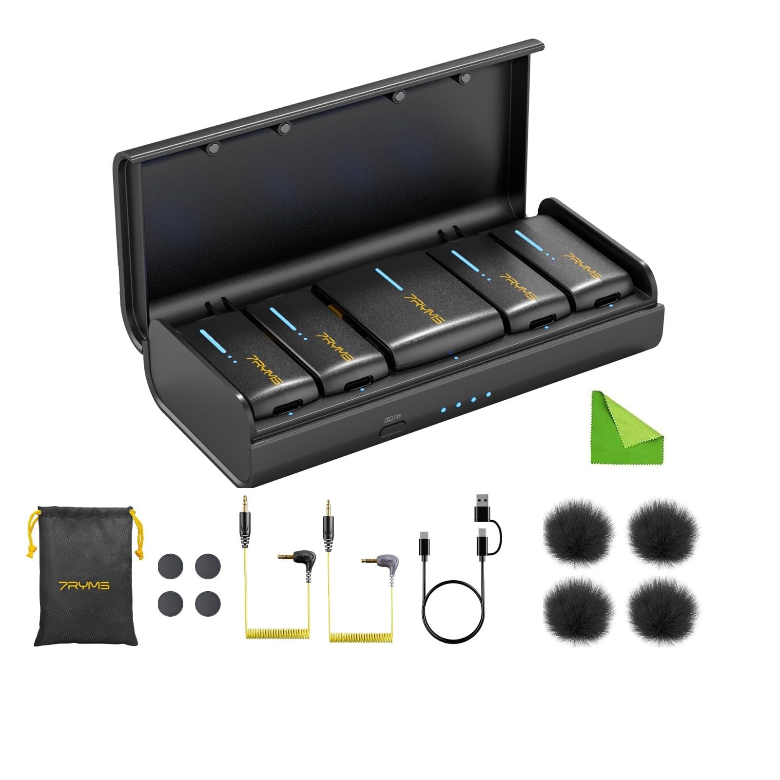 7RYMS iRay DW40 Wireless Lavalier Microphone with Four Transmitters One Black