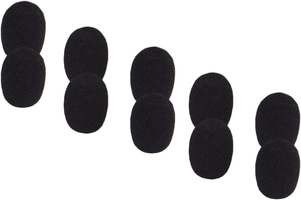 Compact Black Foam Windscreen Covers for Lapel Headset Microphones (10-Pack)