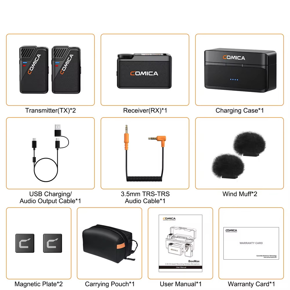 BooMax Dual-channel Wireless Lavalier Microphone AI Denoise 32-bit Float Interna