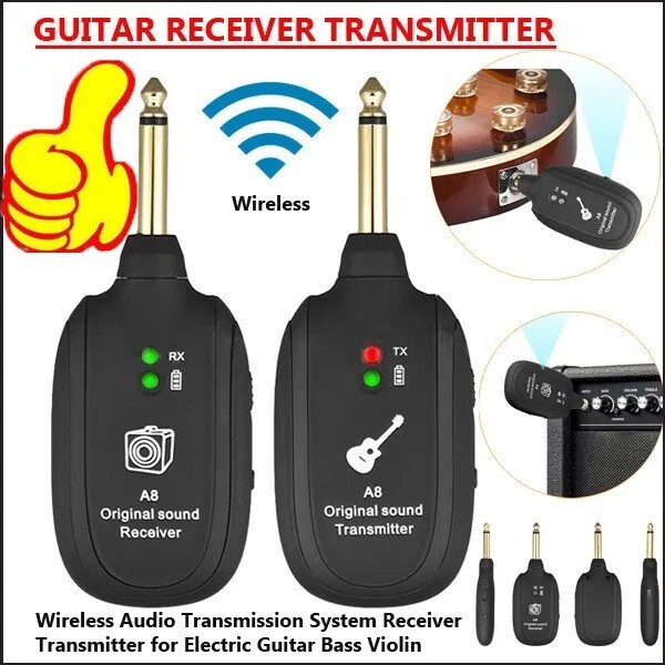 Transmisor de sistema para guitarra inalambrico Receptor recargable incorporado