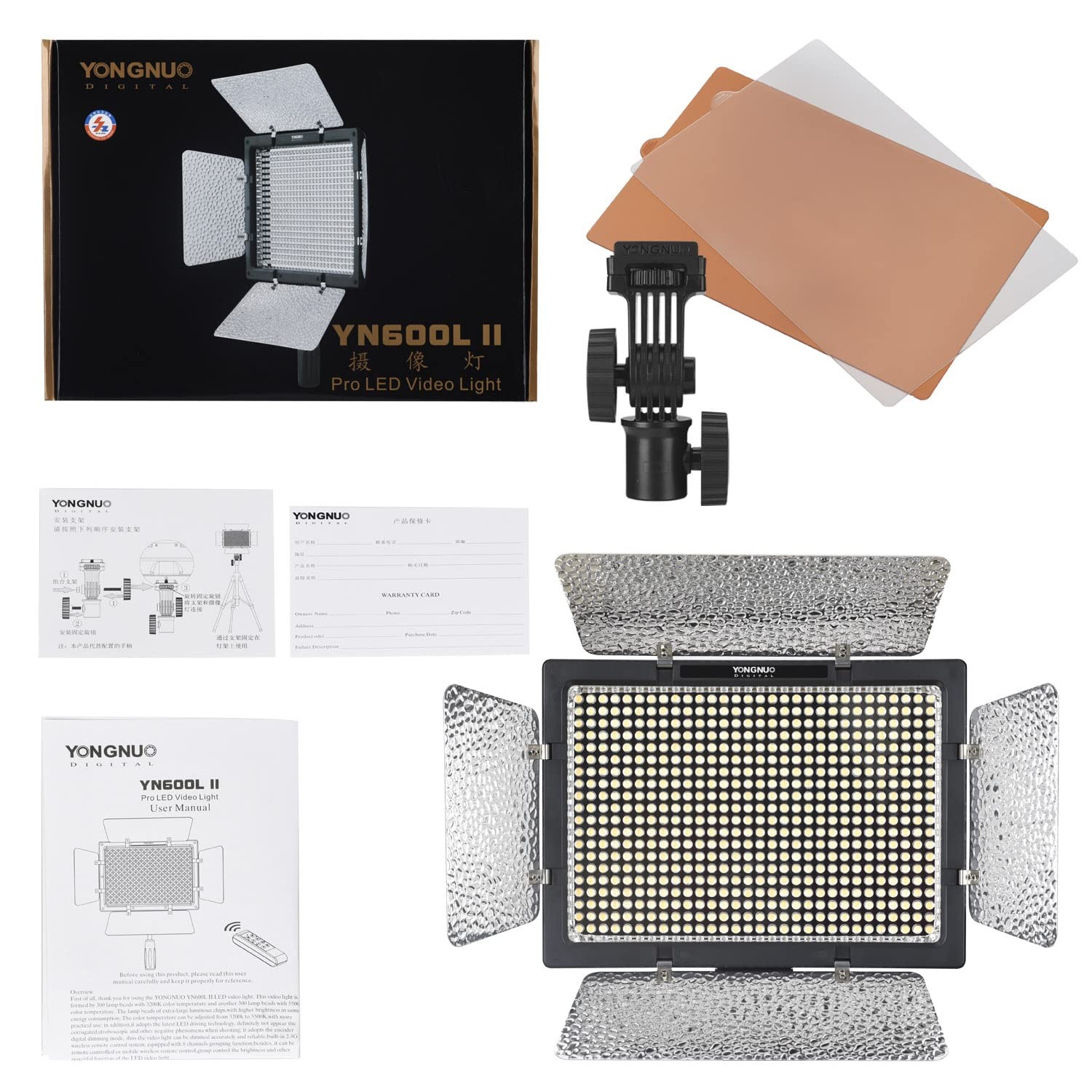 Yongnuo YN600L II LED Panel Video Light, with Adjustable Color black