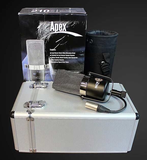 APEX 210B Large Element Classic Ribbon Microphone Figure-8 Polar Pattern & Case