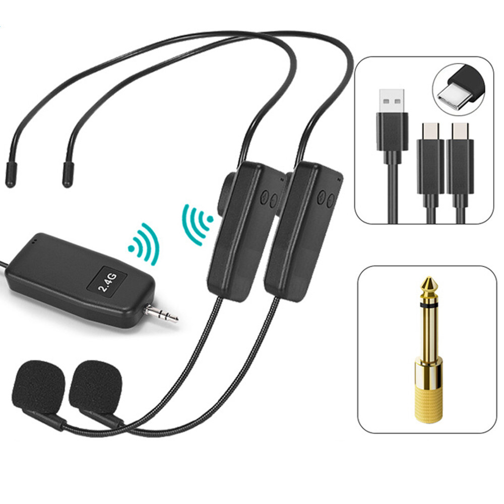 2.4G 100ft Range Wireless Microphone System for 2 People for Speakers Teaching