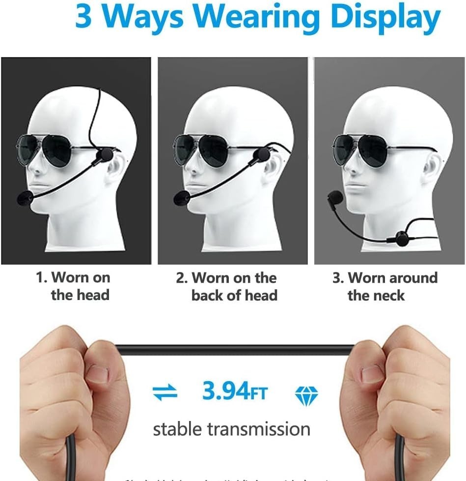 2 Pcs Flexible Wired Headset Microphone 35mm Jack for Singing Teaching Speaking