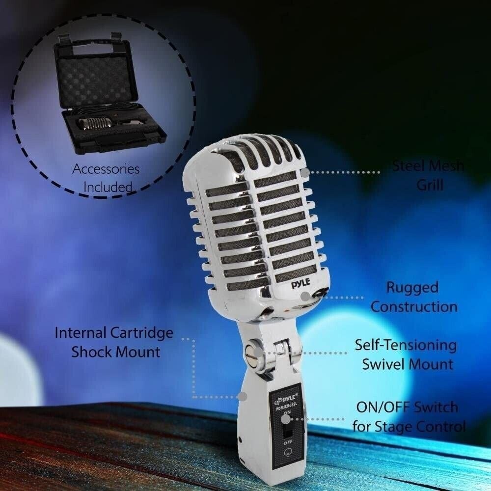 Vintage Retro Unidirectional Cardioid Microphone Xlr Wired Live Stage Studio Mic