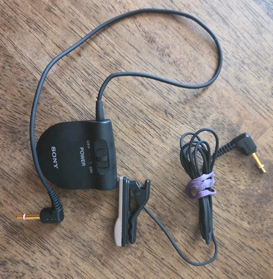 Vintage SONY ECM-T115 Tie Pin Microphone Electret Condenser Mic Mini Clip Holder