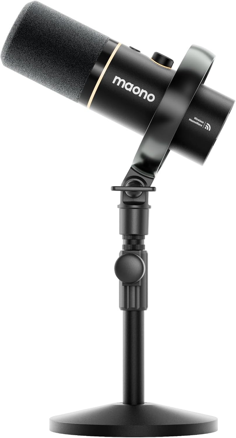 PD200W Hybrid Wireless Podcast Microphone for PC, Dynamic XLR USB Mic with Deskt