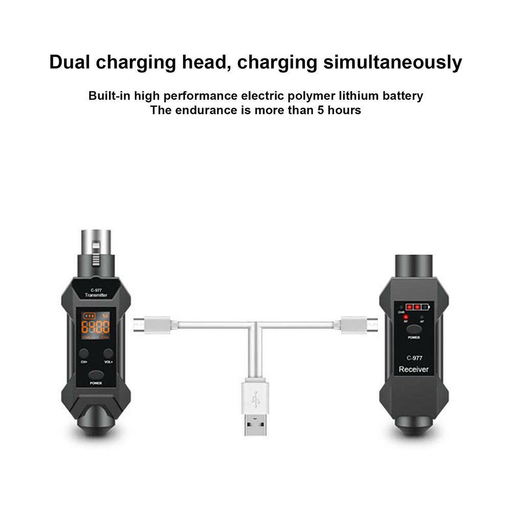 Portable Microphone Wireless System XLR Transmitter Receiver 6.5 Adapter