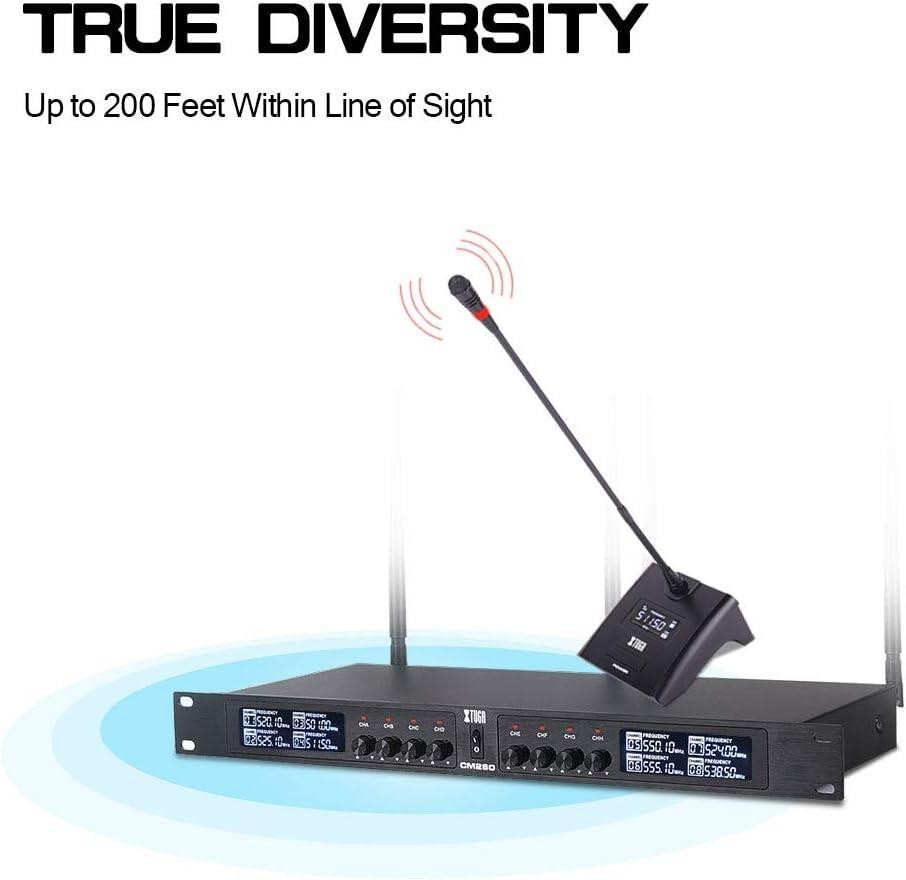 XTUGA CM280 UHF 8-Channel Pro System Conference Kit with 8 Gooseneck Microphones