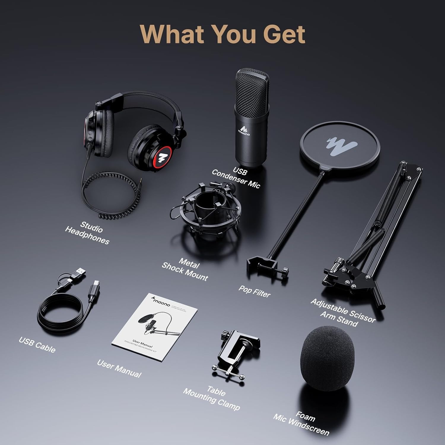 Gaming & Streaming USB Microphone Kit with Studio Headphones