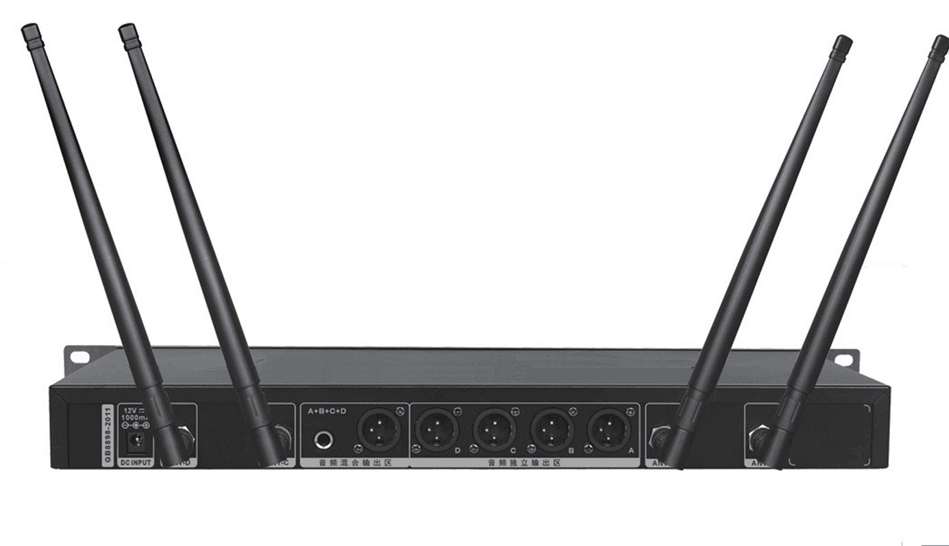 Stage Wireless Headset Headworn Microphone System UHF 4 Channel Rack Mountable