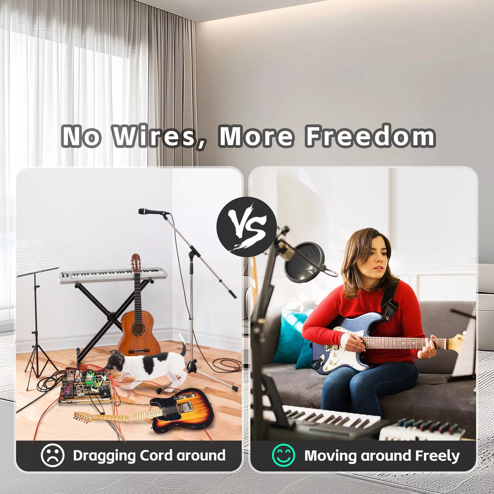 Wireless Guitar System Transmitter Receiver For Guitar Bass Electric Instruments